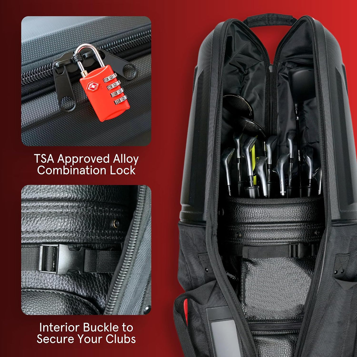 Golf Travel Bag with Hard Case Top and TSA Lock K3952