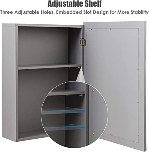 Grey Wall Mounted Mirror Medicine Cabinet with Adjustable Shelf G9245