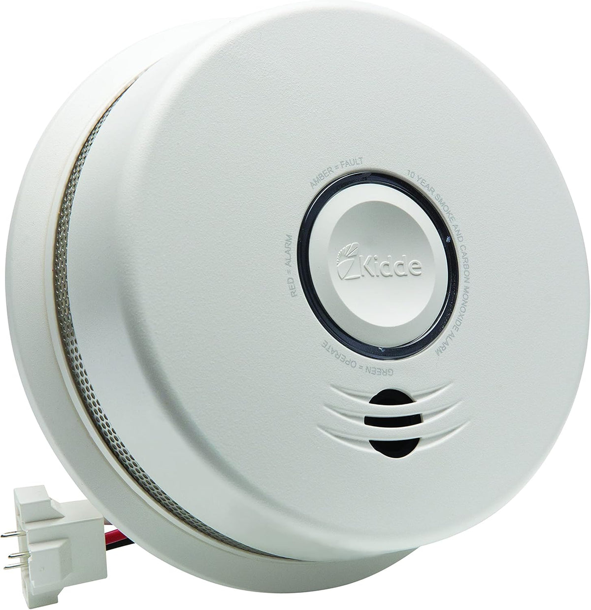 Wireless Hardwired Smoke Detector with 10-Year Battery Backup and Photoelectric Sensor V533747