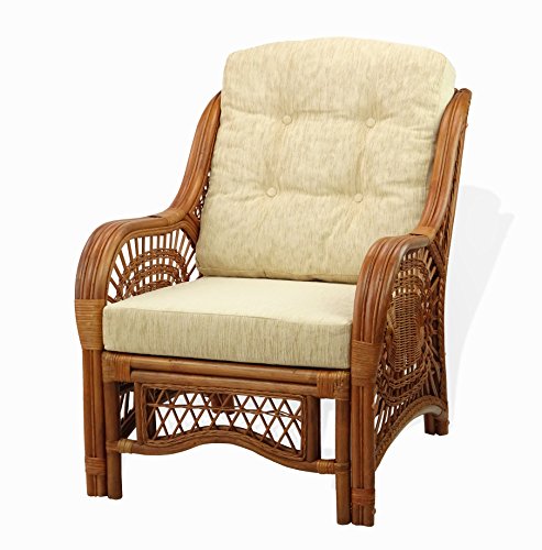Natural Rattan Wicker Armchair with Cushion G55293