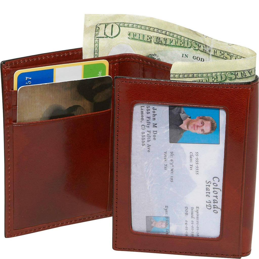 Dark Brown Leather Trifold ID Wallet O178820