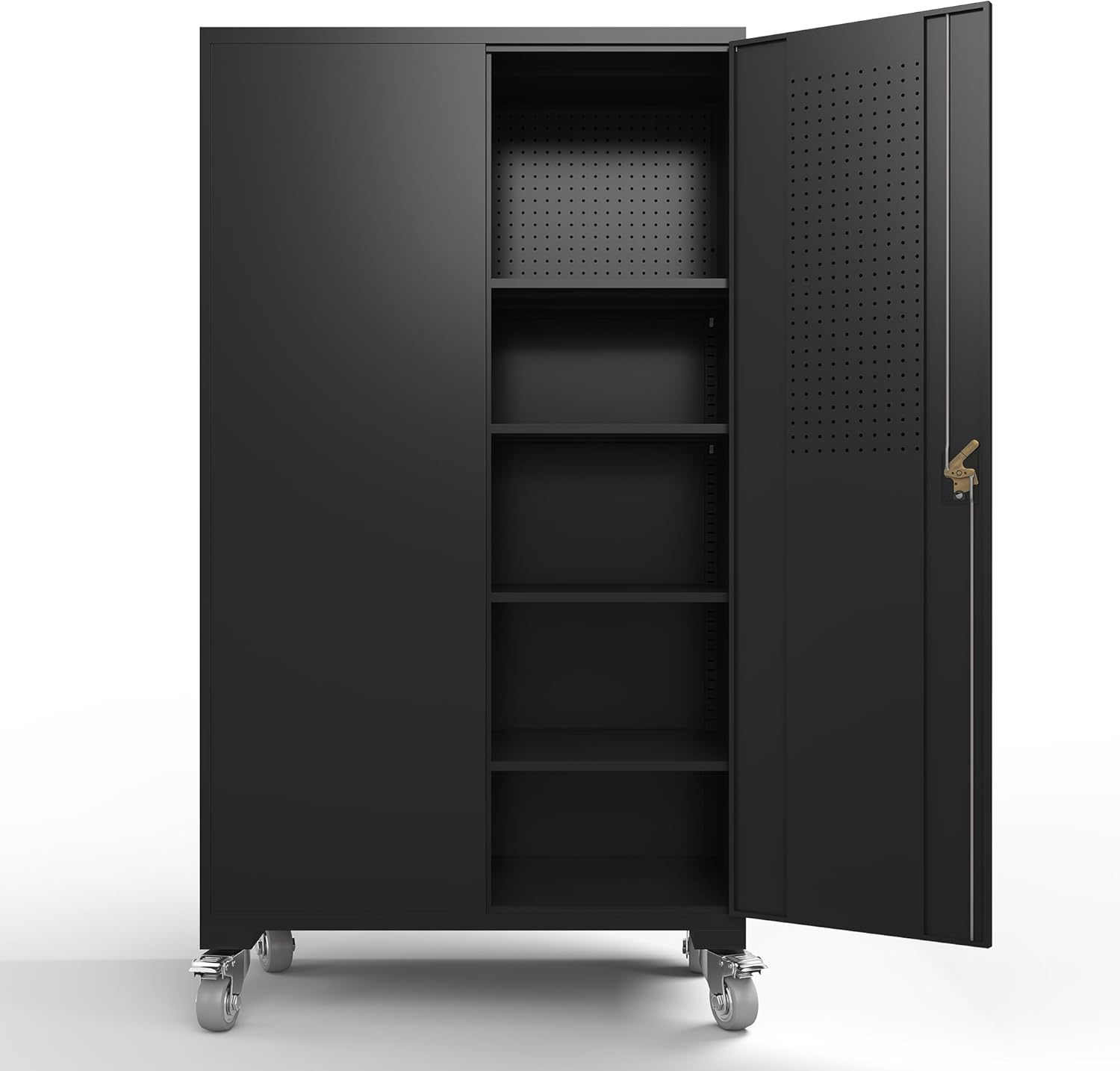 Black 72 Inch Metal Storage Cabinet with 4 Adjustable Shelves U77769
