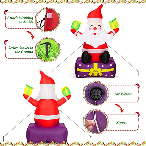 Inflatable Santa Claus with Gift Boxes LED Lights Yard Decor X77698