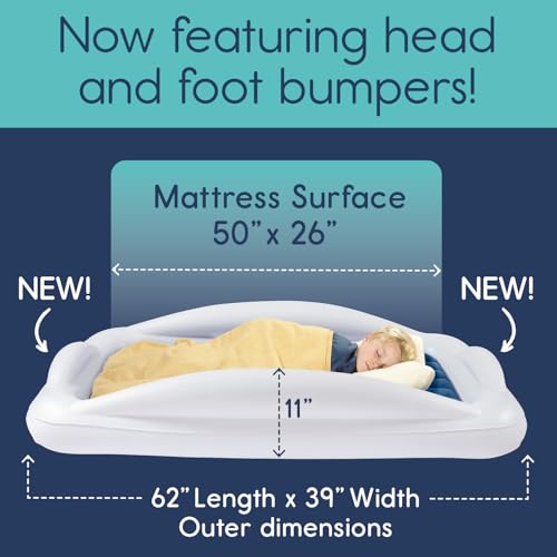 Navy Blue Inflatable Toddler Travel Bed with Safety Bumpers X71765