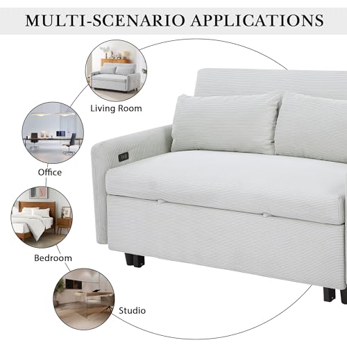 Blue Grey Corduroy 4 in 1 Convertible Sofa Couch Bed J95759