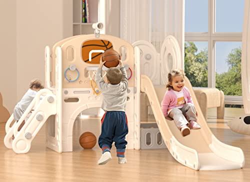 8 in 1 Toddler Slide Set with Basketball Hoop and Ball B574