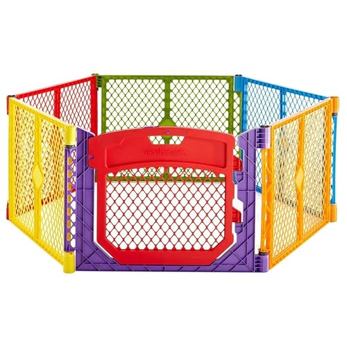 6 Panel Free Standing Play Yard, 26" Tall, Aqua F2932