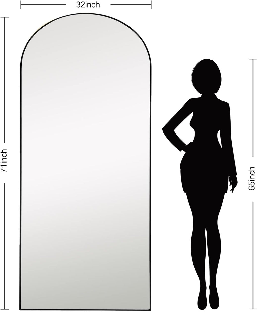 71''x31'' Black Arched Floor Mirror Y355660