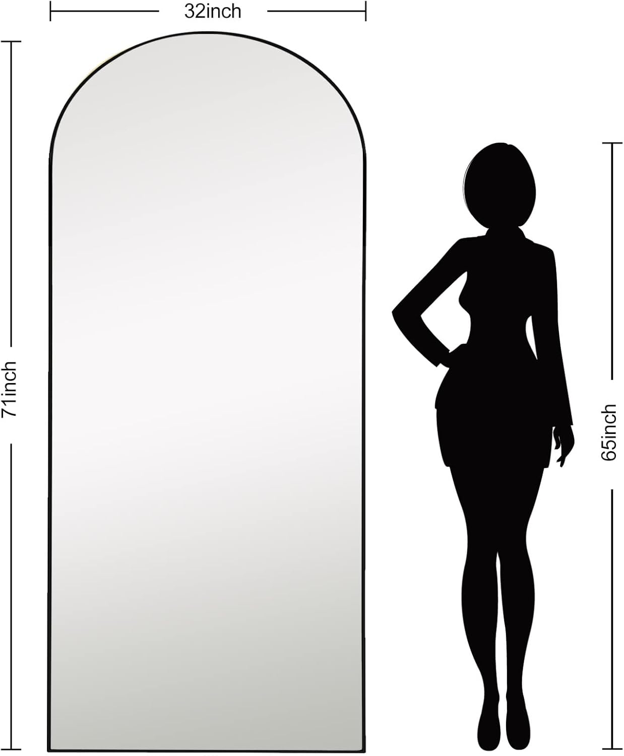 71''x31'' Black Arched Floor Mirror Y355660