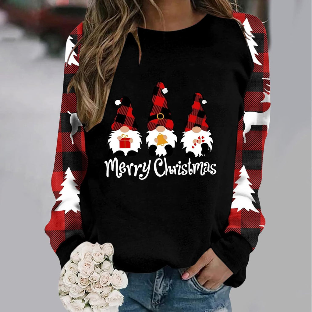 Black Plus Size Crewneck Christmas Sweatshirt P7236