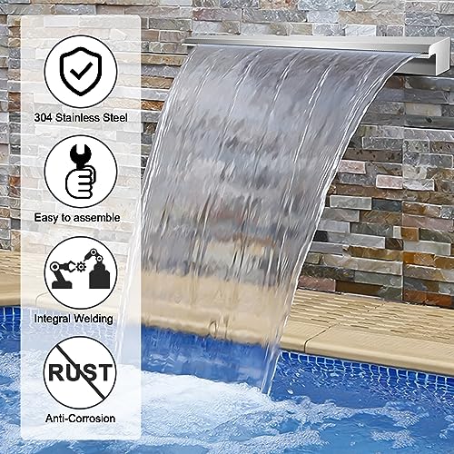 Stainless Steel Rectangular Pool Waterfall Spillway 17.7 Inch D560