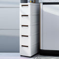 White 5 Drawer Plastic Storage Cabinet with Wheels Y620015