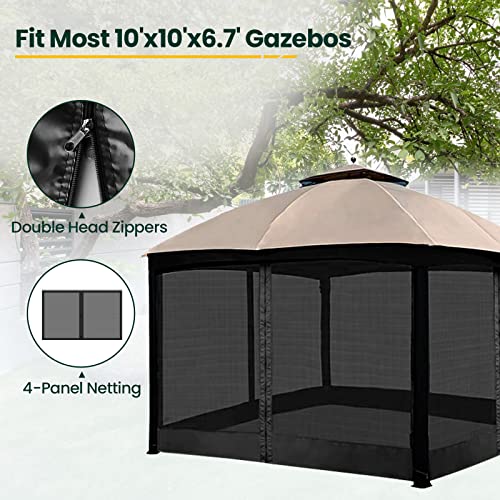 Black 10' x 10' 4-Panel Mosquito Netting with Zippers R156371