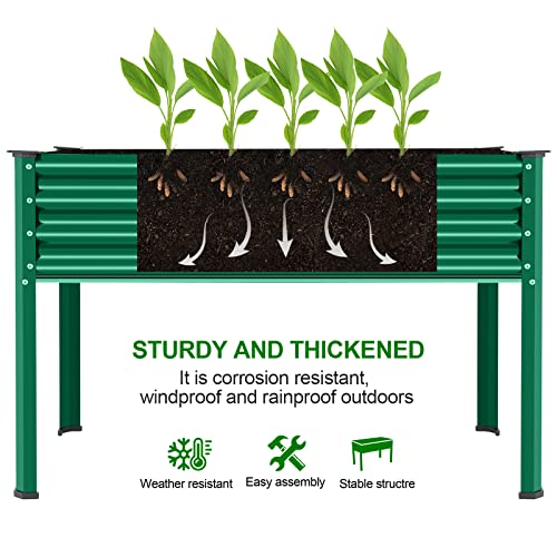 Galvanized Raised Garden Bed with Legs, Oval Large Metal Raised Garden Beds K3416