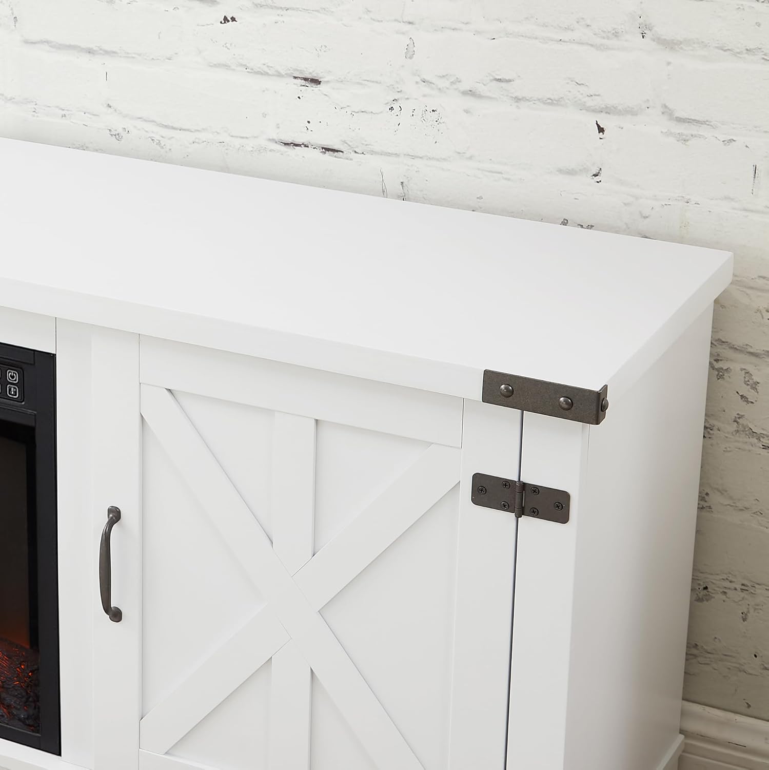 White Large Fireplace TV Stand with 23" Fireplace Insert R3581