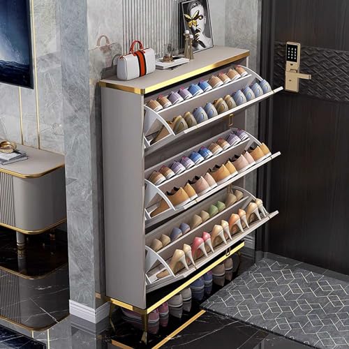Slim 4 Layer Shoe Storage Cabinet with Flip Down Drawers N46790