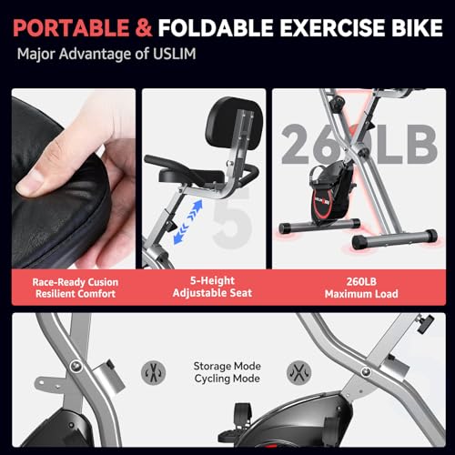 5 IN 1 Foldable Exercise Bike with 16-Level Magnetic Resistance F947