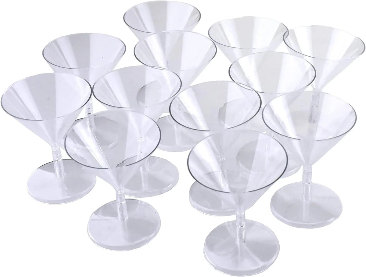 12-Count Clear Plastic Martini Glasses V1767