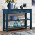Navy Blue 42'' Solid Wood Console Sofa Table with 2 Drawers and 2 Shelves H535