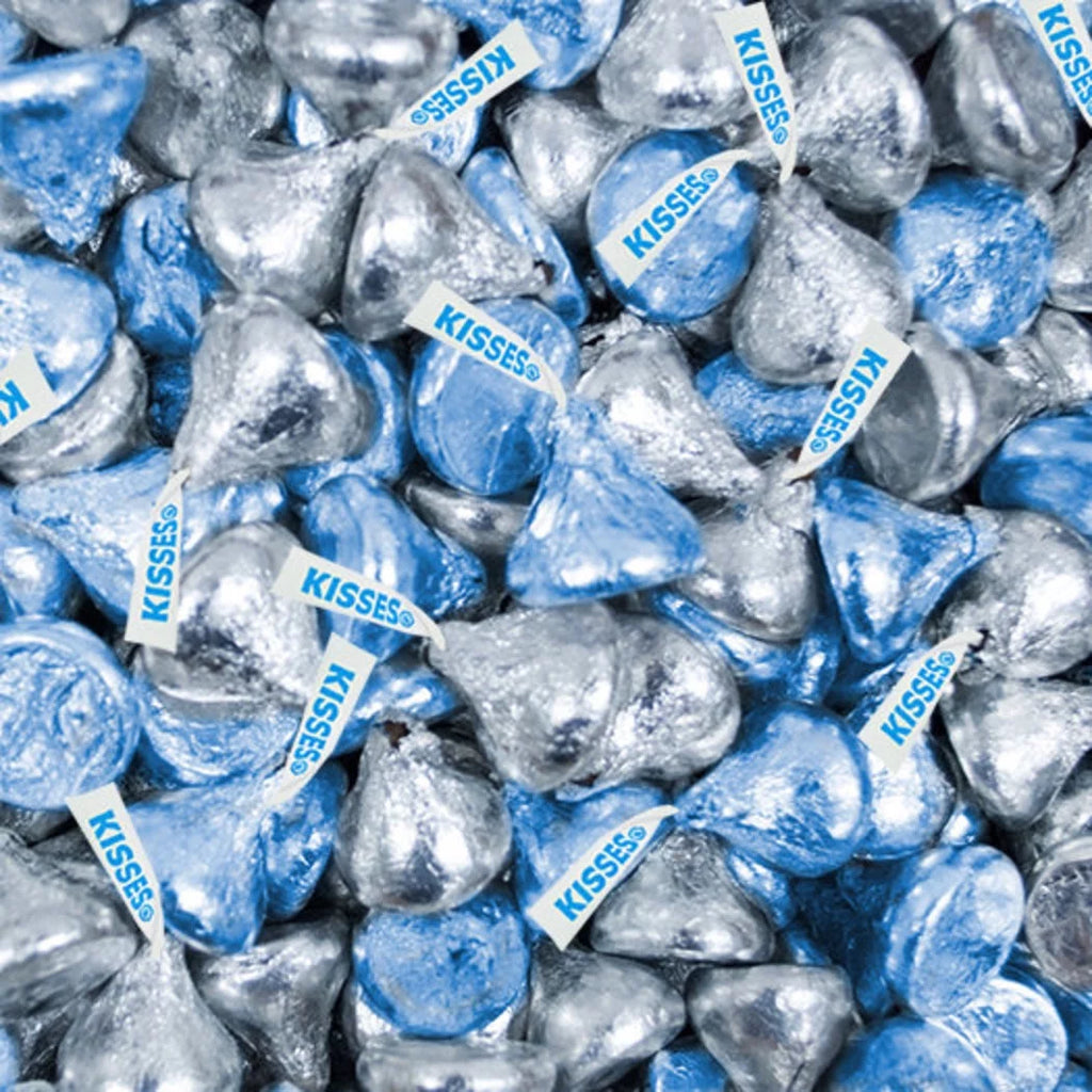 2 lb Light Blue & Silver Hershey's Kisses Candy B485