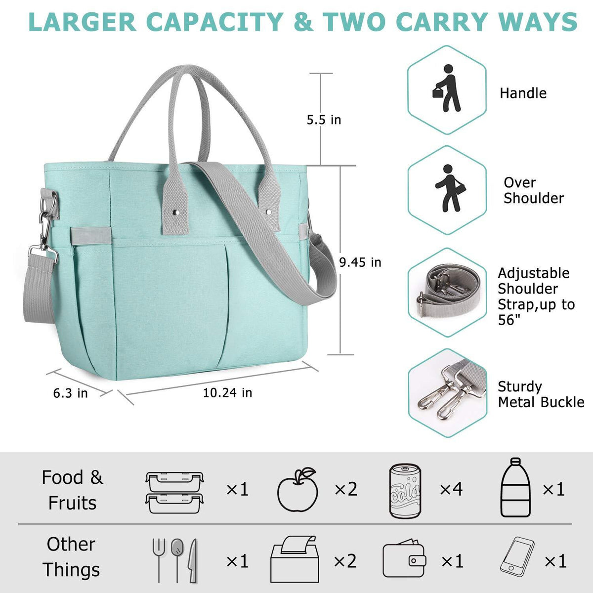 Large Insulated Lunch Tote with Shoulder Strap E8674
