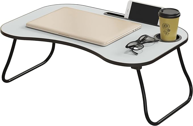 Gray Foldable Laptop Table with Cup Holder O3343