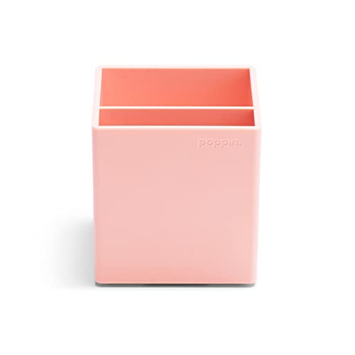 Blush Pink Plastic Pen Holder with 2 Compartments U163477