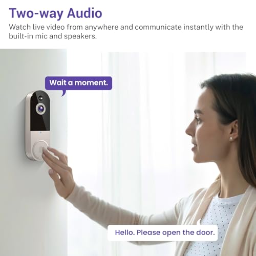 Black 1080P Wireless Video Doorbell Camera with Night Vision E974