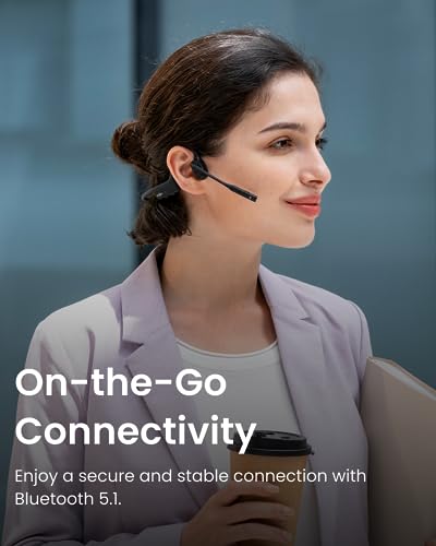 Open-Ear Bone Conduction Wireless Bluetooth Computer Headset with Noise Canceling Mic J75262