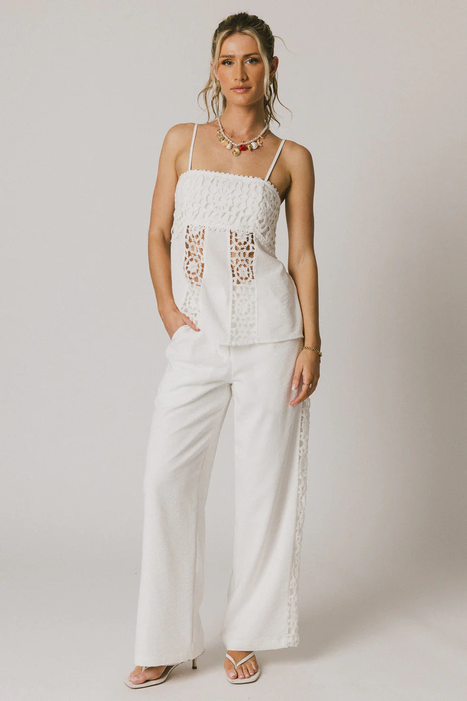 White Crochet Pants R746