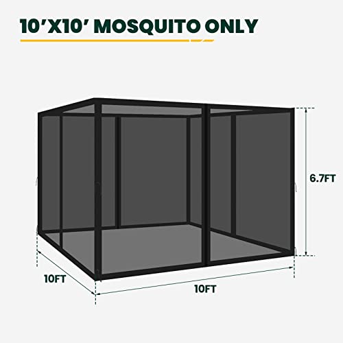 Black 10' x 10' 4-Panel Mosquito Netting with Zippers R156371