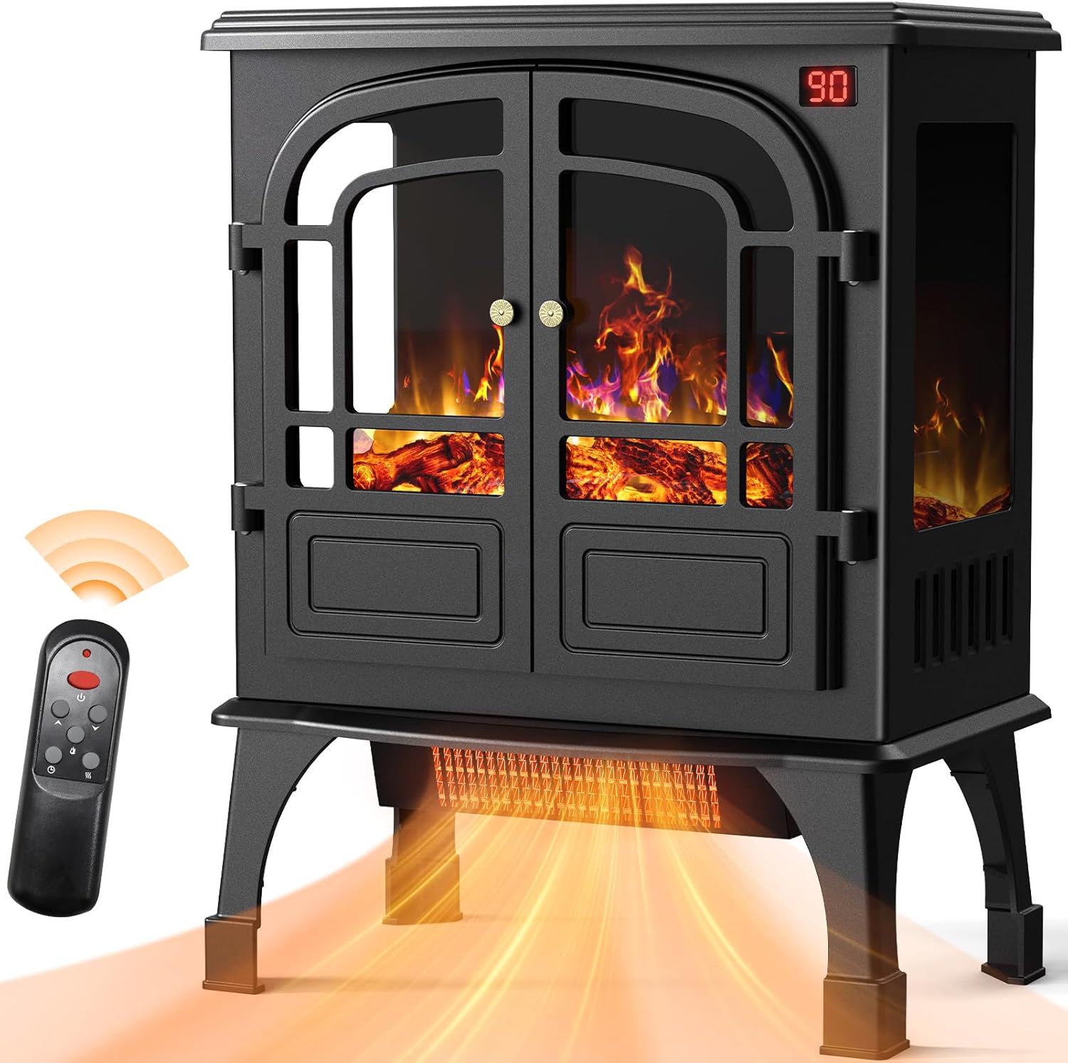 24'' Electric Fireplace Heater with Remote Control, 3D Realistic Flame, 750/1500W K282379