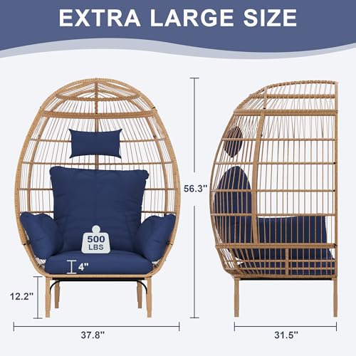 Oversized Wicker Egg Chair with 5 Cushions G166