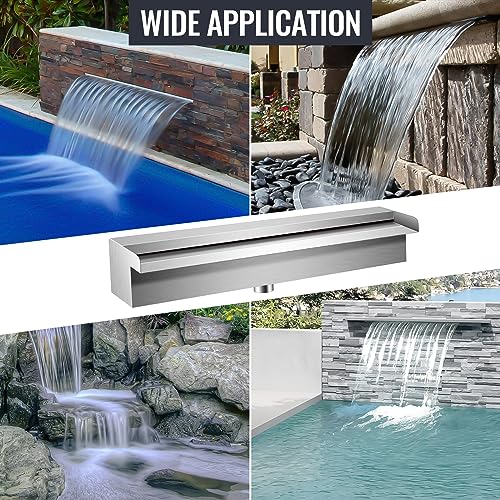 Stainless Steel Rectangular Pool Waterfall Spillway 17.7 Inch D560