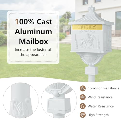 Black Cast Aluminum Locking Mailbox with Post N783