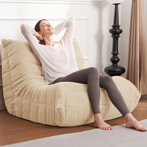 Black Plush Bean Bag Chair with Memory Foam C235