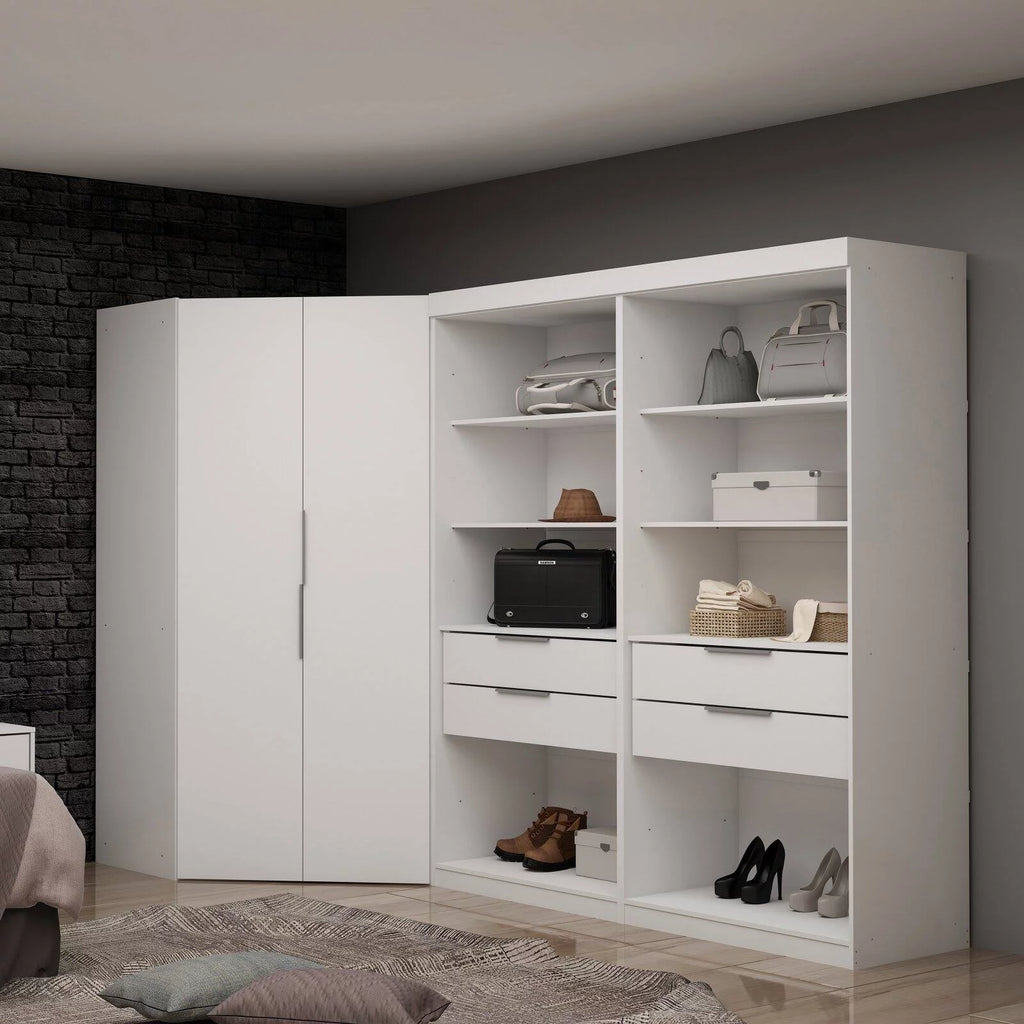 White 4 Drawer Corner Wardrobe Set of 3 L7553