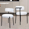 White Boucle Dining Chair Set of 1 with Metal Legs S7888