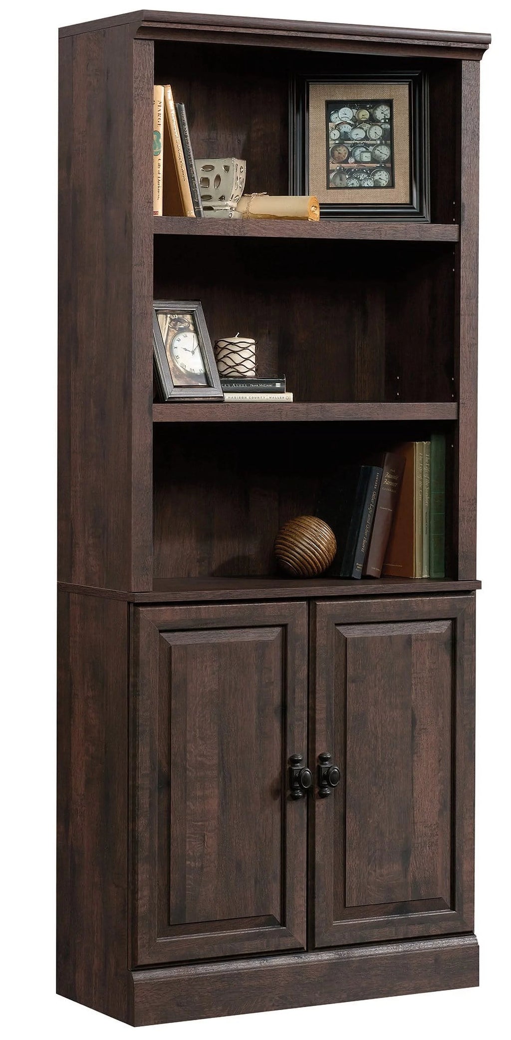 Heritage Walnut Finish 5 Shelf Bookcase with Doors G140804