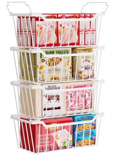 Black 4 Pack Stackable Freezer Organizer Bins P213