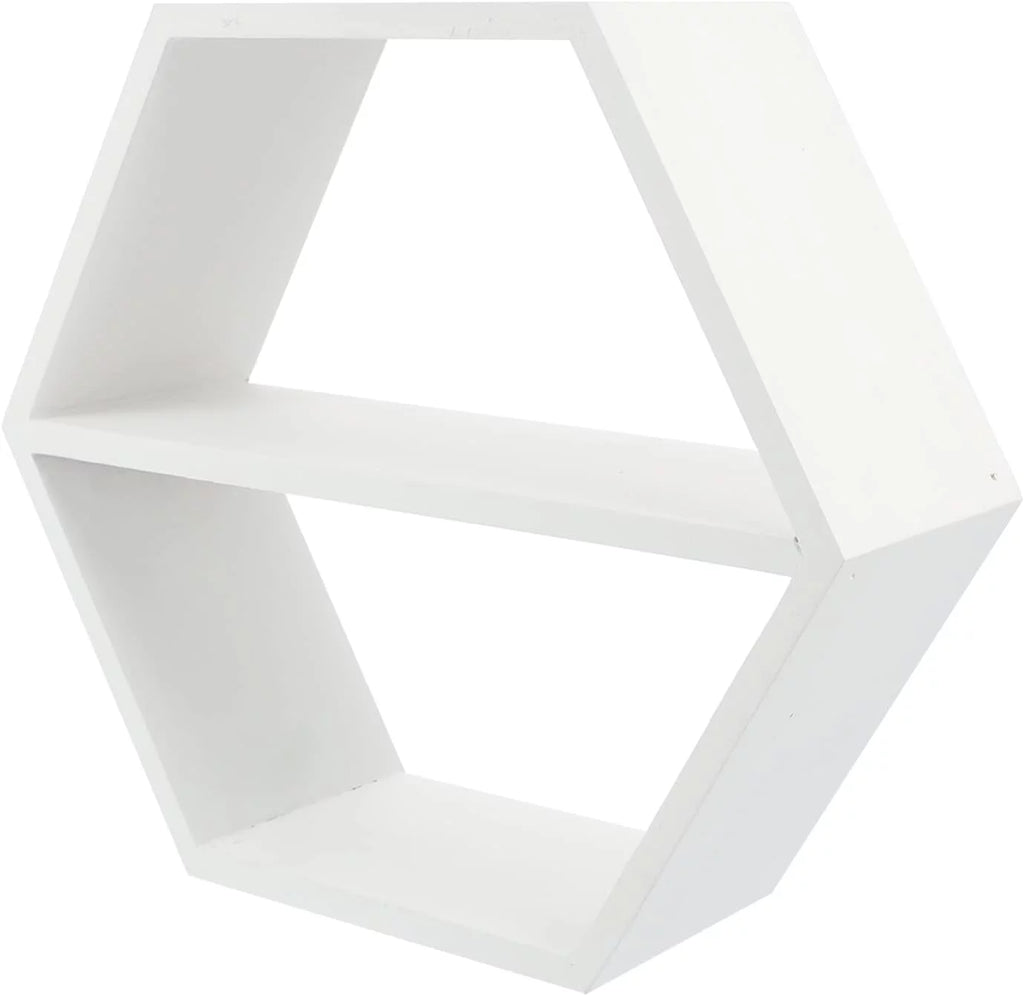 White Hexagon Floating Shelves A1560