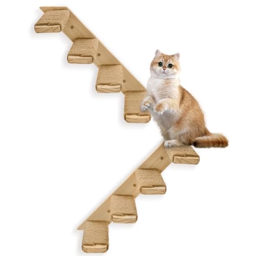 2 Pack 4 Steps Cat Wall Shelves with Sisal Rope S465239