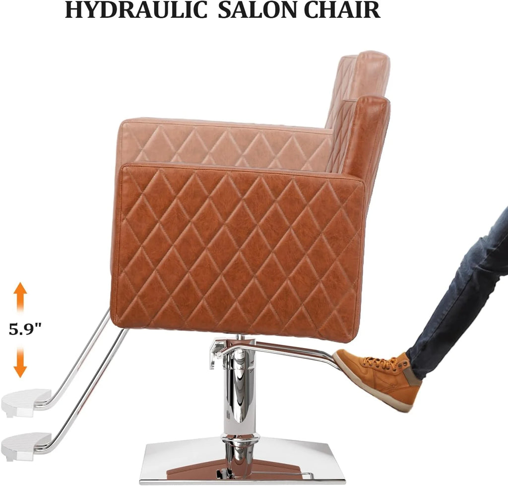 Brown Hydraulic Barber Chair with Aluminium Alloy Footrest Z909368