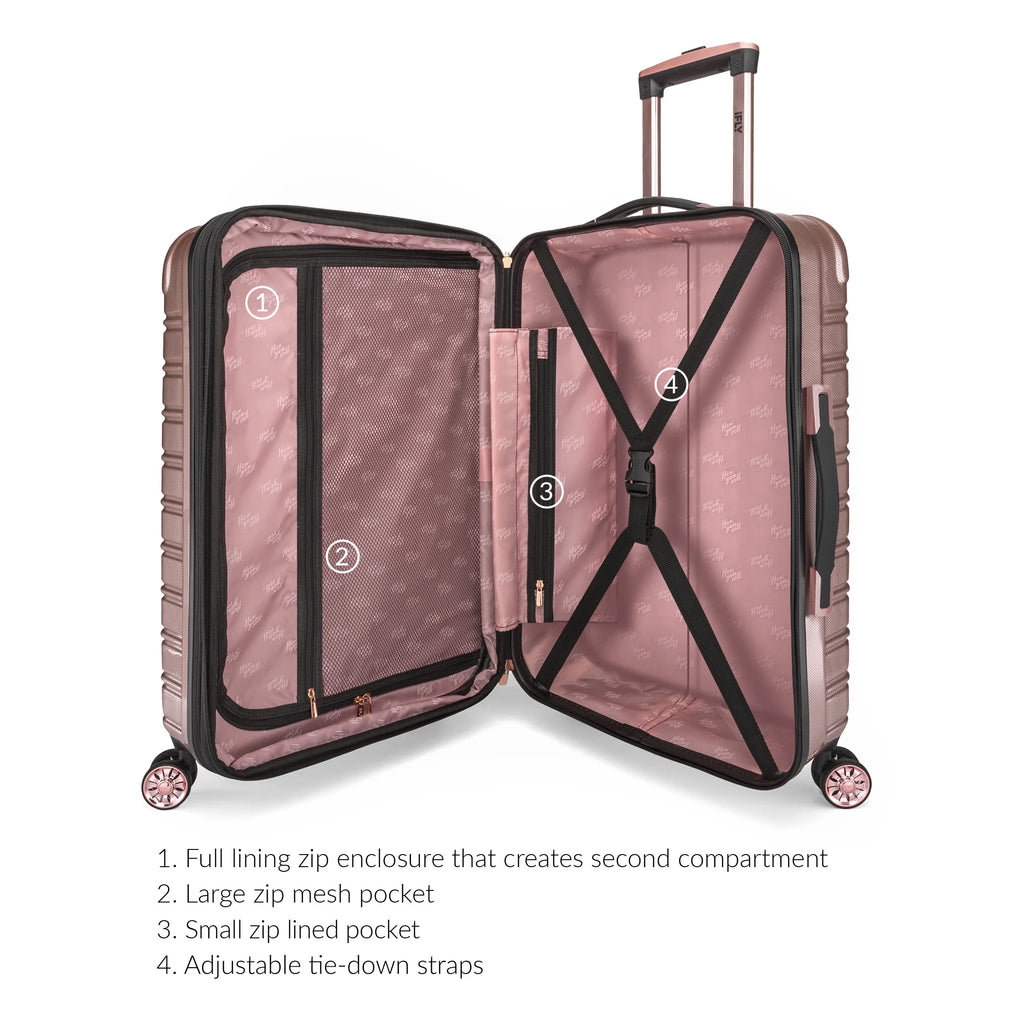 3 Piece Hardside Luggage Set, 20" Carry-on, 24" and 28" Checked, Rose Gold K2294