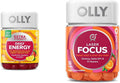 Extra Strength Daily Energy Gummy with Vitamin B12, CoQ10, Goji Berry, 60 Count & Laser Focus Gummy with Ginseng, Alpha GPC, 36 Count U246