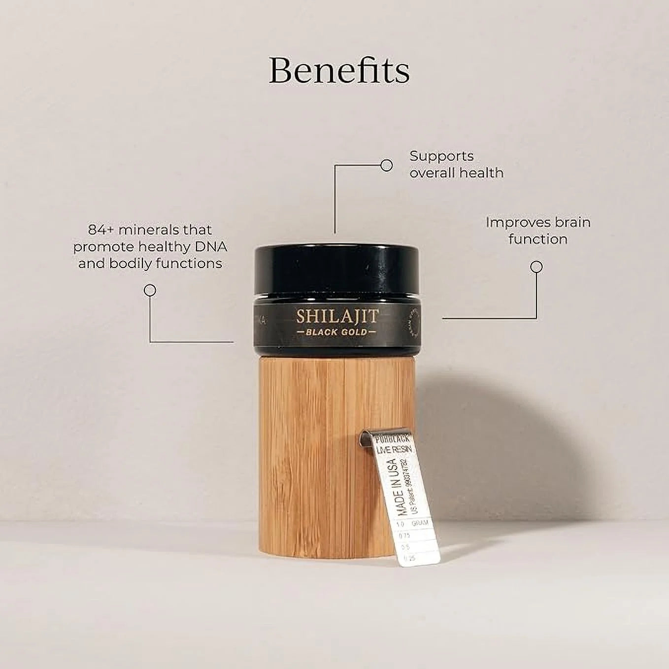 Pure Shilajit Resin with Elemental Gold, Fulvic Acid, 84+ Trace Minerals, 15g Jar U96714