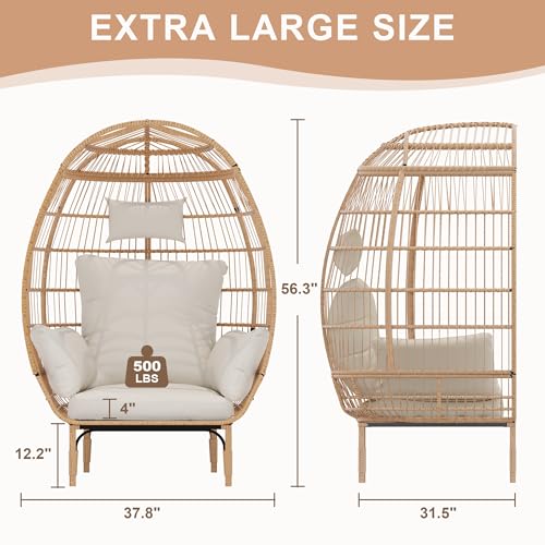 Oversized Wicker Egg Chair with 5 Cushions G166