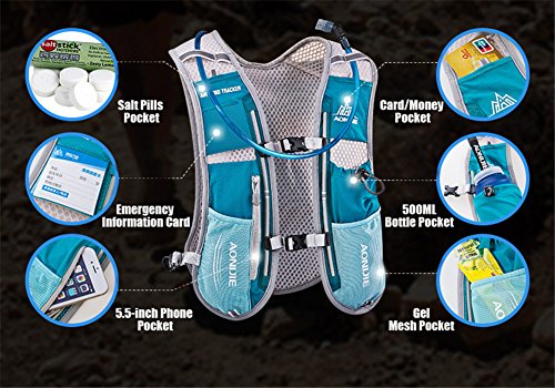 5L Outdoor Sport Camping Backpack Hydration Vest Pack with 500ml Soft Flask Q912
