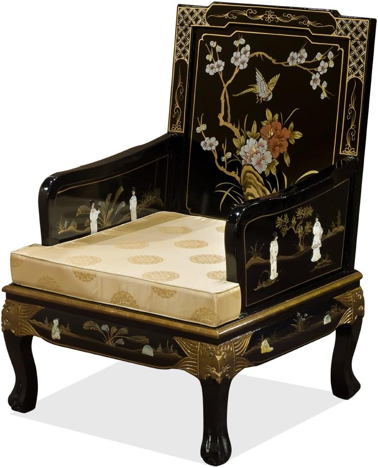 Black Lacquer Wooden Arm Chair S805