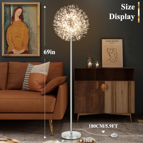 69'' Crystal Floor Lamp with K9 Crystals, Silver Chrome Y562859
